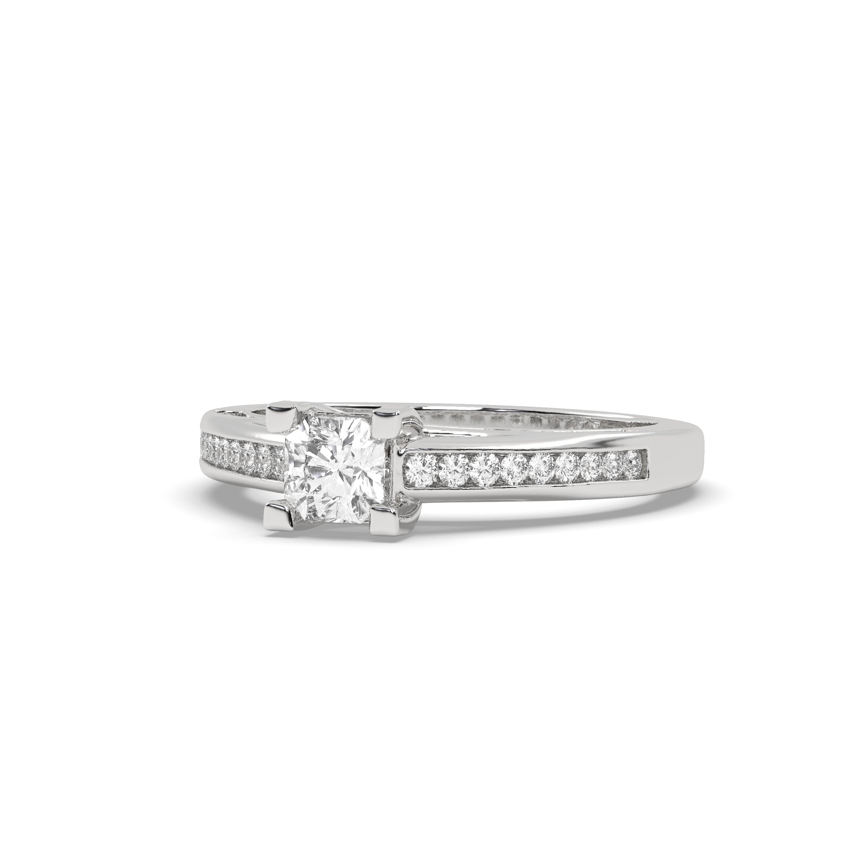 White Gold Studded 0.908 Carat Lab Grown Diamond Ring-G Color VS1 Clarity.